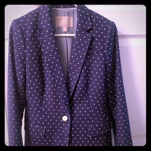 White and blue blazer